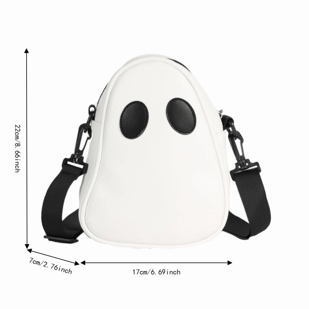 PU Leather Shoulder Bag Adjustable Strap Halloween Mini Bag Funny Ghost Crossbody Bag  Women's