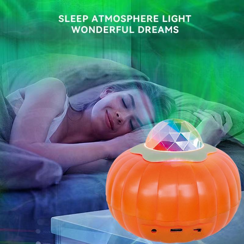 Halloween Starry Sky Projector Light Pumpkin LED Night Lamp with Sound-Controlled Colorful Galaxy Nightlight for Bedroom Party Atmosphere Decoration