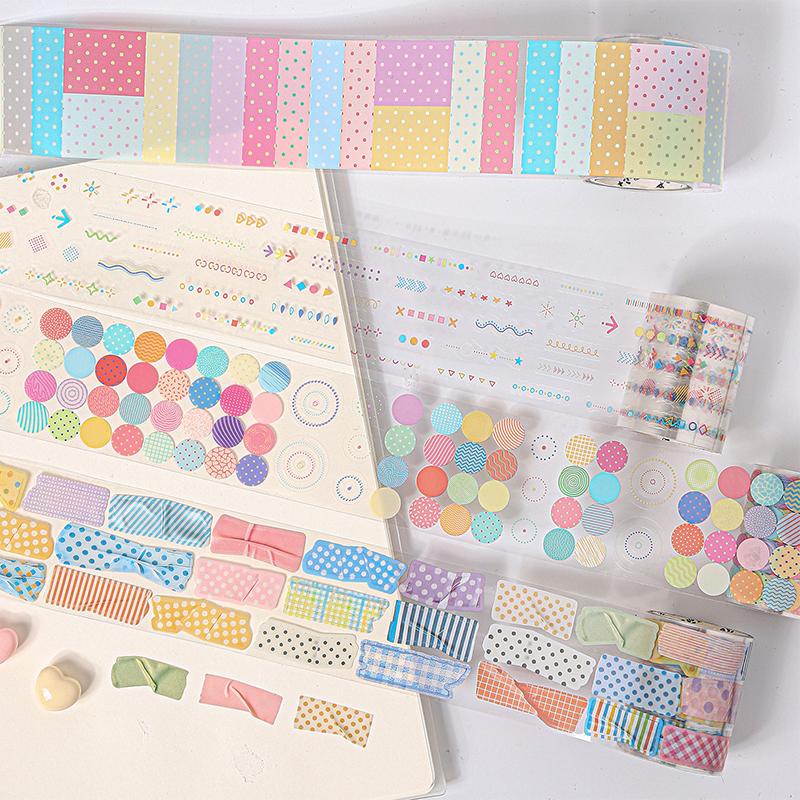 Journal GO 5x200cm Colorful Sugar Dot PET Tape Stickers Scrapbooking DIY Journal Diary Planner Card Craft Masking Tape
