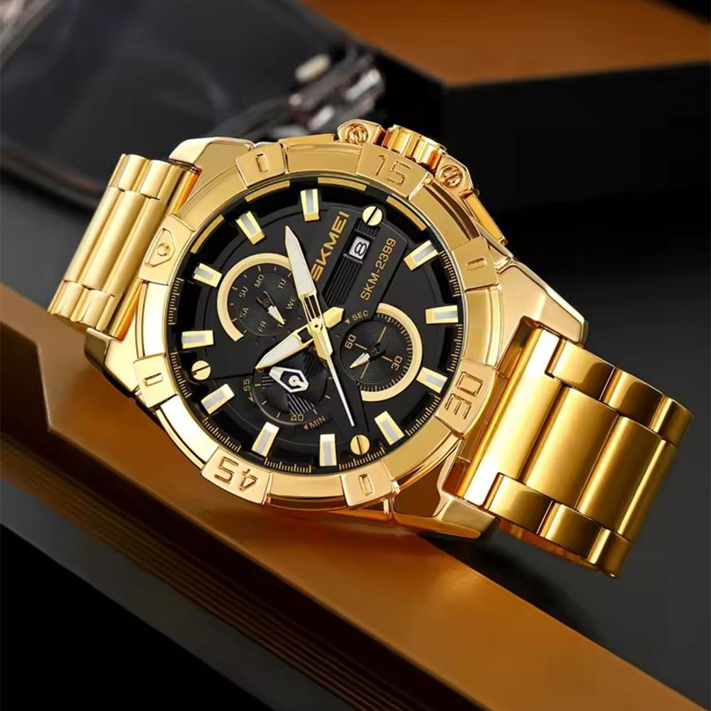 Men’s Watches Fashion Business Date Watch Luxury Men Steel Quartz Wrist Watches Chronograph 3 Dials Male Clock