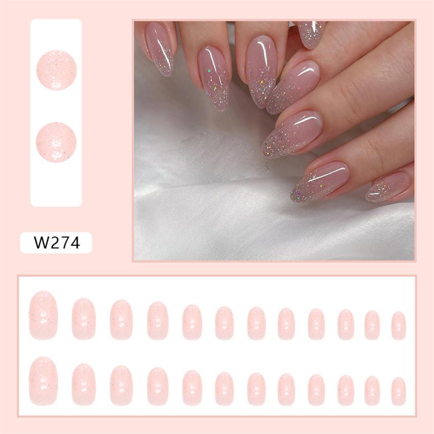 24Pcs Purple Floral Almond Ballerina Press On Nails Medium Detachable False Nail Tips With Fresh Flower Design For Manicure