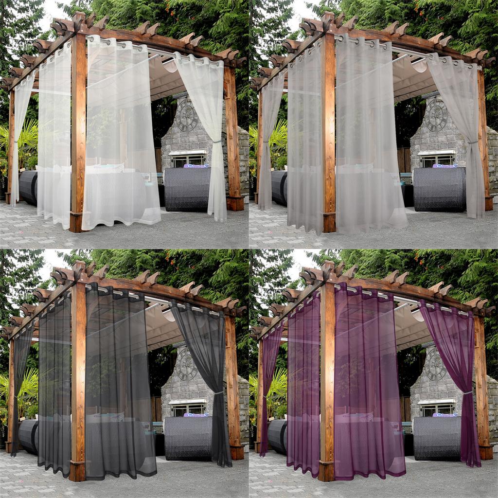 1PC, Outdoor Grommet Top Waterproof Sheer Curtain For Patio, Porch, Pergola, Cabin Decoration