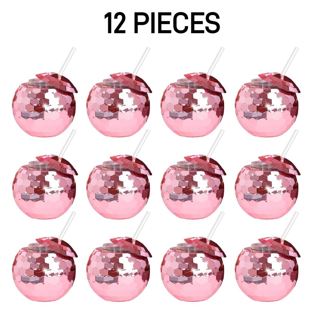 6-24PCS Disco Ball Cups Birthday Party Cups Beverage Cocktail Cup Wedding Bachelorette Party Favors Disco Party Decorations 18oz