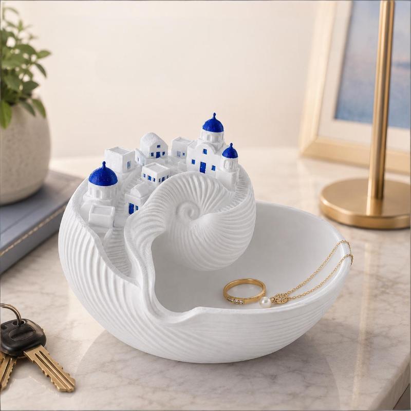 Conch Shell Shape Catchall Bowl Shelf Display Spiral Divider Shell Key Bowl Desktop Decor Organizer Tray