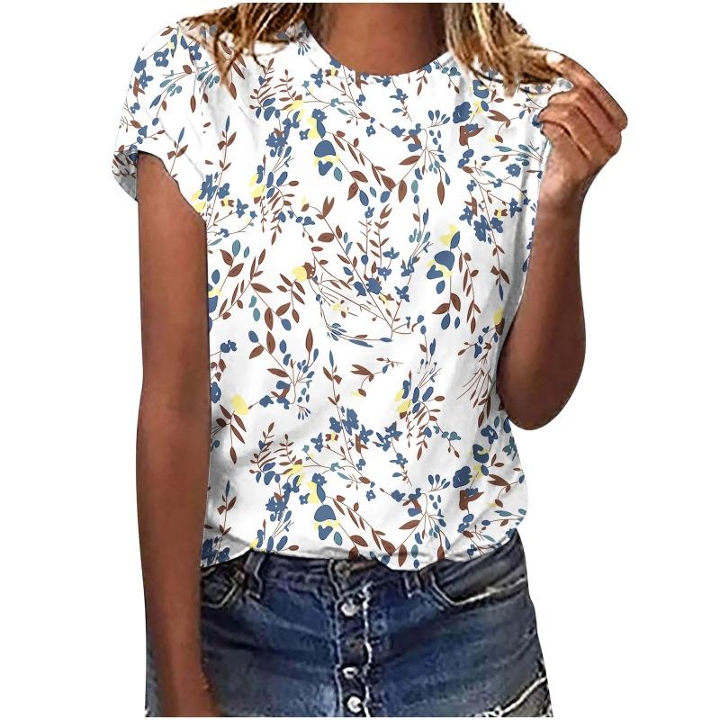 

Cute flower 3D printed women s T-shirt casual round neck short sleeved 6XL