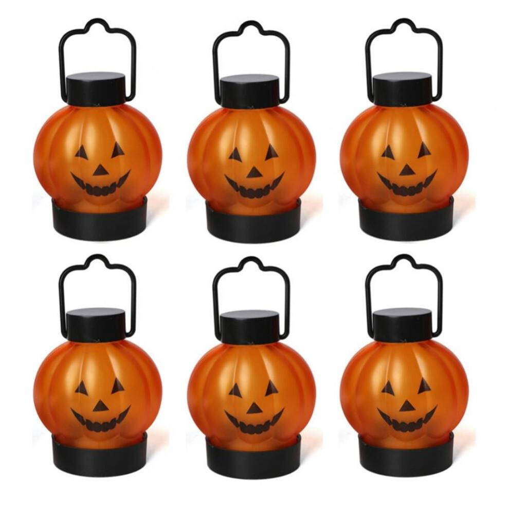 LED Pumpkin Lanterns - 6 Pack, Yellow Flash, Halloween Decor