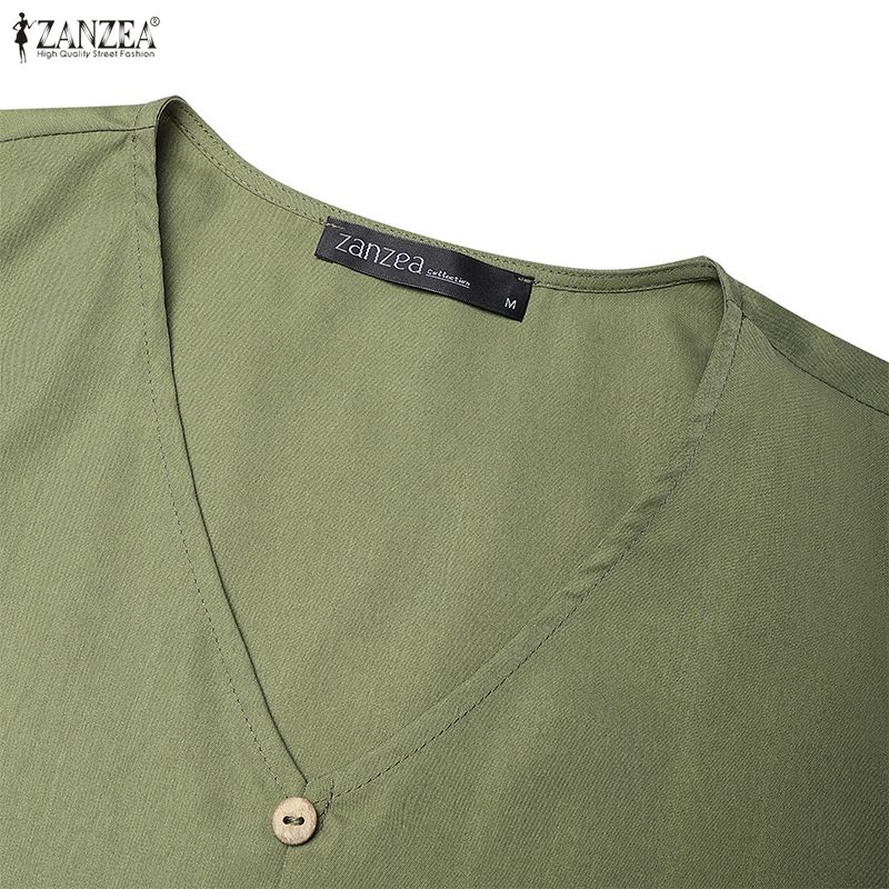 ZANZEA Women CasuaL V-Neck Summer 3/4 Sleeve Dress