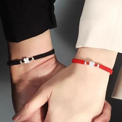 10pcs Unisex Fashion Chinese Style Woven Bracelet for Women Men Lucky Four Leaf Clover Charm Hand Rope Simple Accessories Gifts