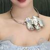 Bohemian 3D Flowers Necklaces Zinc Zinc Alloy Exaggerated Choker Fashion Large Metal Flower Necklace  Banquet