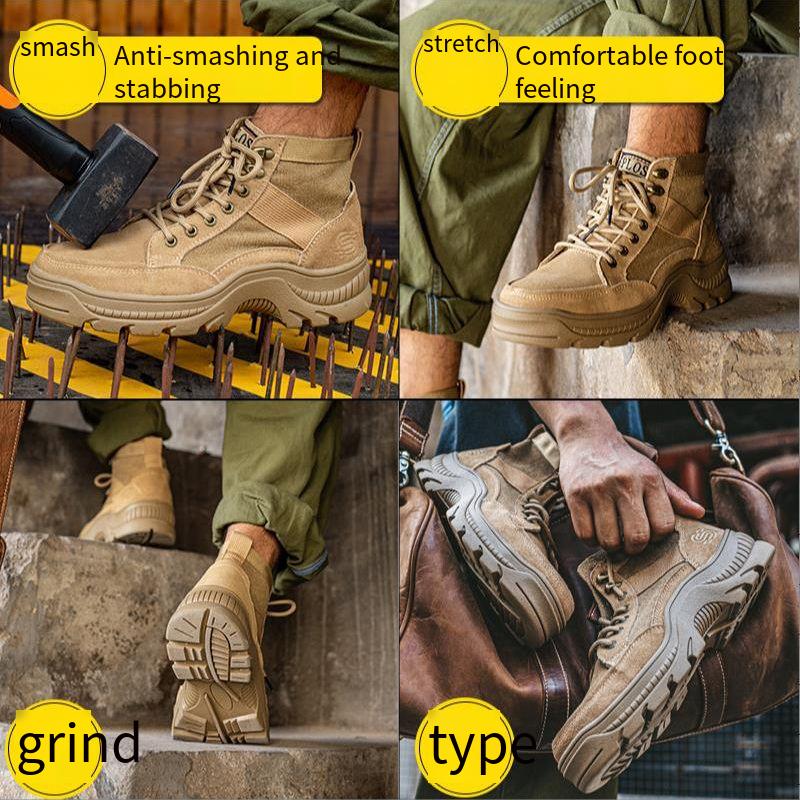 Wysokie buty ochronne do pracy, obuwie ochronne odporne na rozbicie i przebicie, buty spawalnicze ze skóry bydlęcej, twarde męskie obuwie robocze, męskie