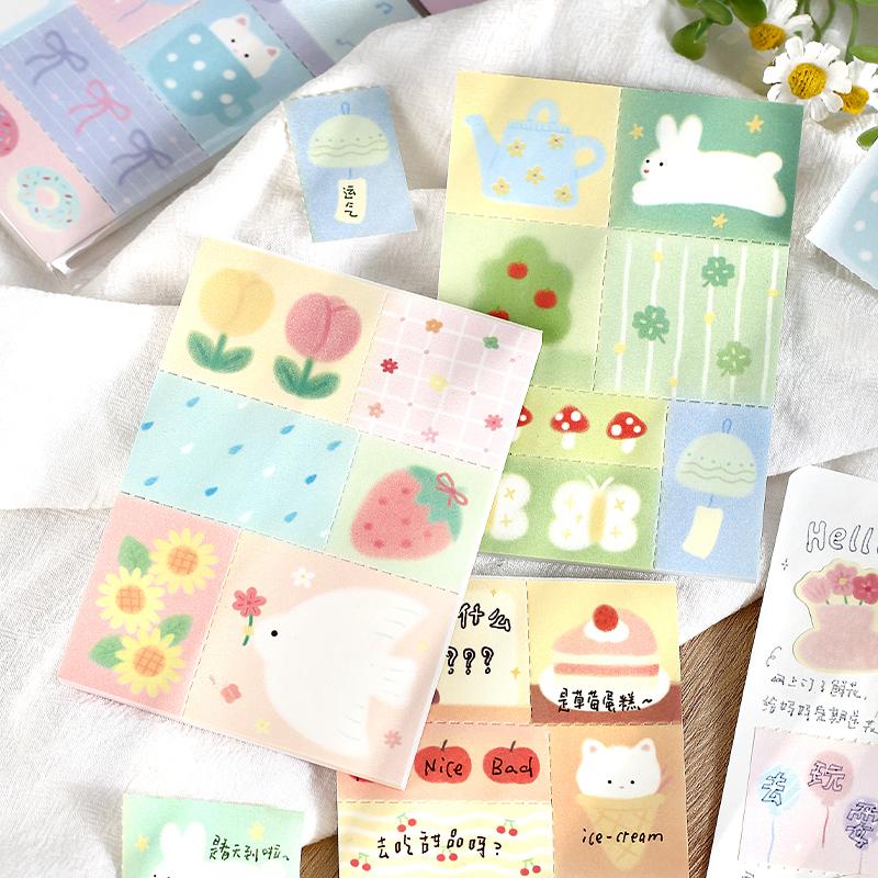 50sheets Slow Diary Series Kawaii Cartoon Patchwork Message notes DIY Scrapbook Aesthetic Stationery Craft Paper