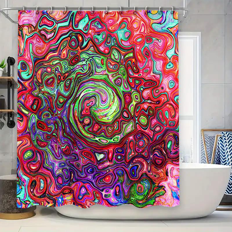 

Abstract Colorful Shower Curtain Bathroom Decor For Kids Room Polyester Fabric With Anti-Mildew Treatment Various Sizes Availabl W60H190(CM)-1 Pcs