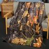 1PC  Autumn Leaves and Branches. Pattern Blanket Flannel Material Soft Warm for All Seasons Home Outdoor Camping Picnics RV