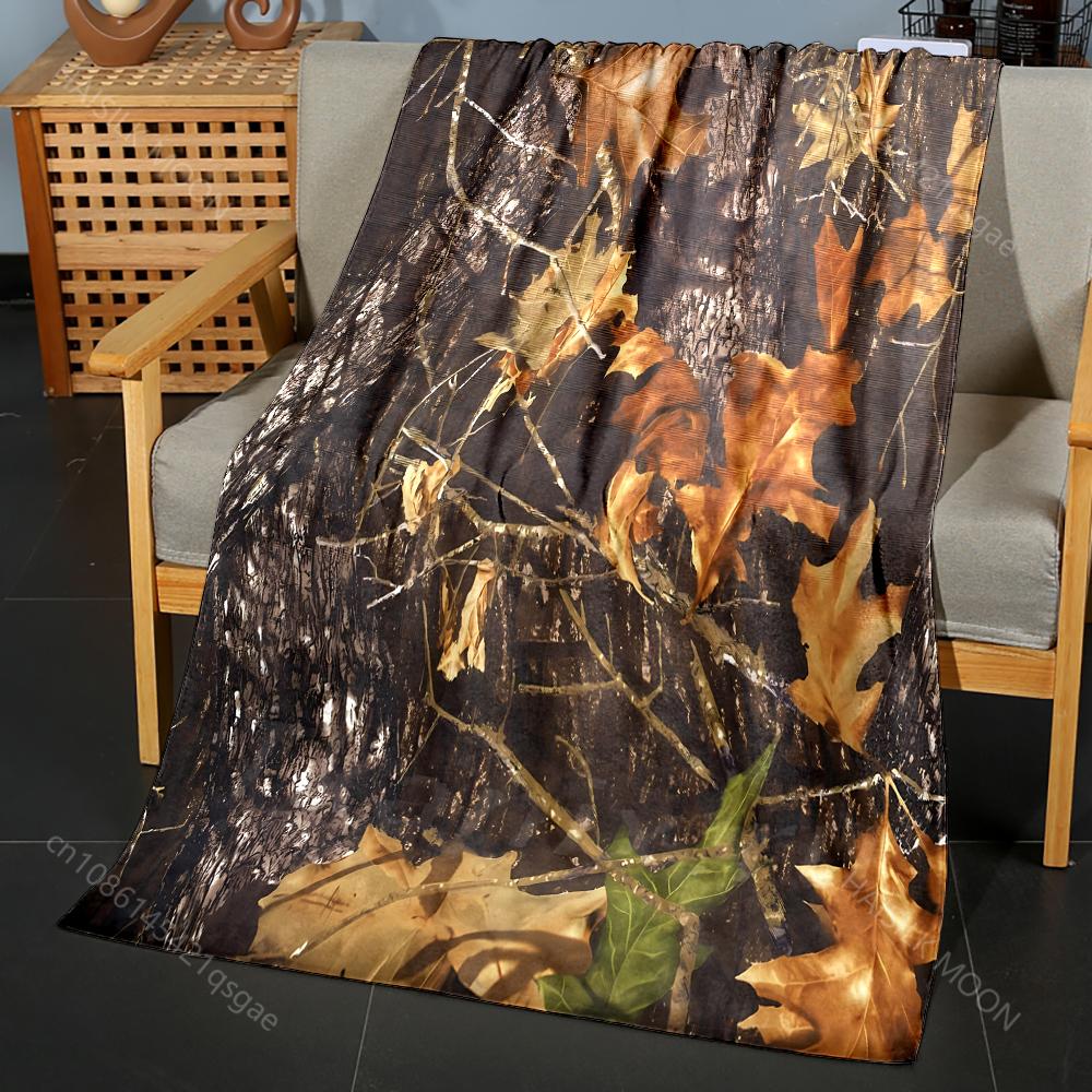1PC  Autumn Leaves and Branches. Pattern Blanket Flannel Material Soft Warm for All Seasons Home Outdoor Camping Picnics RV