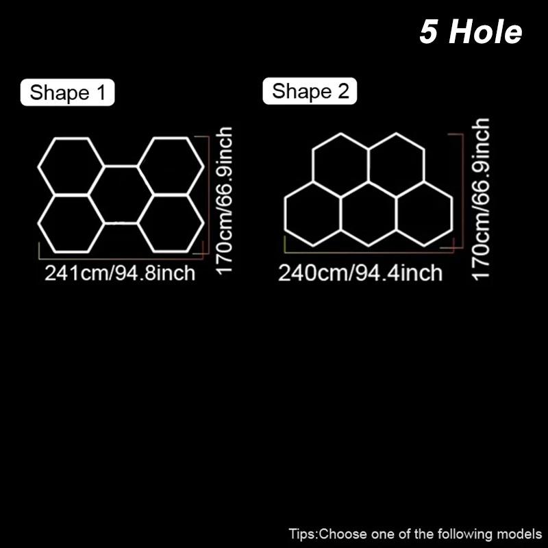 LED Hexagon Garage Lights Honeycomb Led Tube Lighting 85V-265V Car Detailing Ceiling Shop Light for Gym Car Care Wash Room