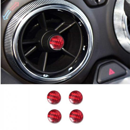 4pcs Red Carbon Fiber Car Front AC Vent Point Sticker For Chevrolet Camaro 16-19