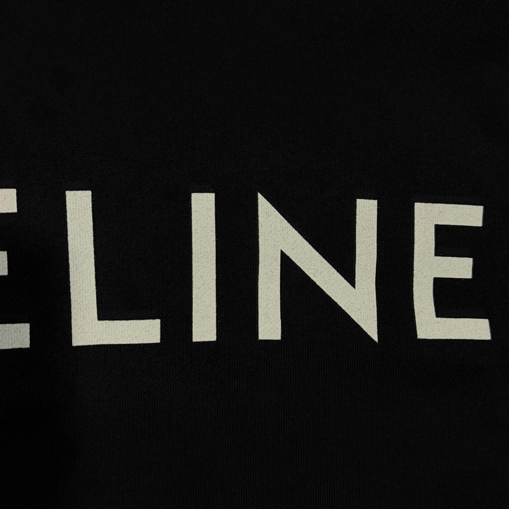 CELINE Front Logo Loose Hoodie Black Men's Size XL Model 2Y321670Q