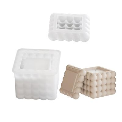 Stampo in silicone per barattoli di stoccaggio con coperchio, set di stampi per portacandele a cubo per resina, cemento, calcestruzzo e gesso, decorazioni per la casa