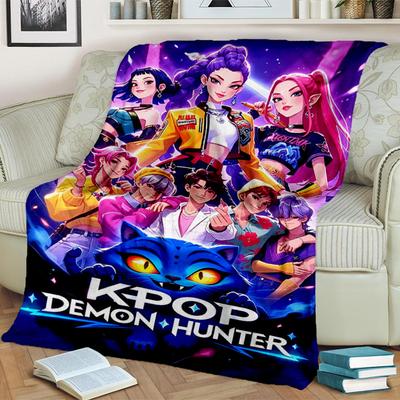 K-pop Demon Hunter Adventure Blanket Suitable for Sofas, Beds, Offices, And Camping - Perfect Gift for Halloween Christmas