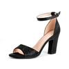 European Style Sequin Chunky Heel Peep-toe Sandals with Strap - Elegant Banquet Dress Shoes