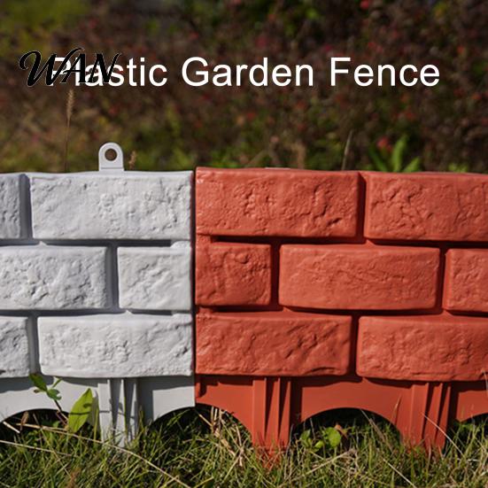 Lawn Border Fencing Plastic Garden Retaining Fence Brick Look Edging Outdoor Landscape Decorative Picket Panel for Flower Beds Paths Lawns Yard