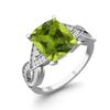 4.19 Ctw Octagon Peridot 925 Sterling Silver Solitaire Spilt Shank Women Wedding Ring