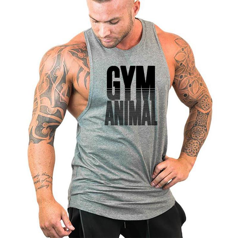 Muscleguys Men Bodybuilding Stringers Sleeveless Vests Gym Fitness Tank Tops Summer Cotton Sport Clothing European and American Hurdle Tops