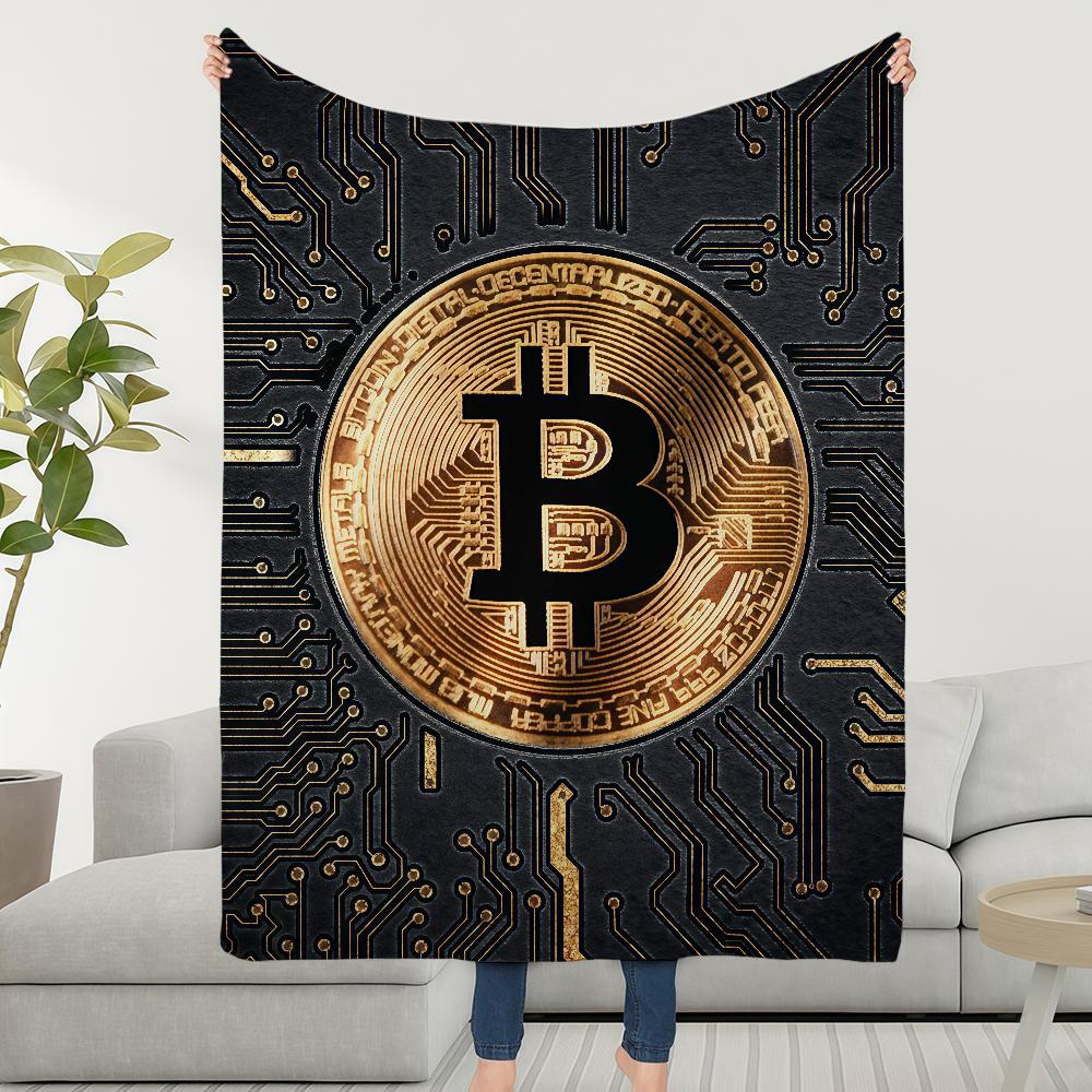 Money Blanket Throw Super Cosy Plush Living Room Sofa Couch Childish Bitcoin Birthday Gifts