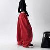 Christmas Red Letter Sweatpants Women Loose Vintage Hip Hop American Pant High Waist Bf Streetwear Pockets Lace Up Wide Leg Pans