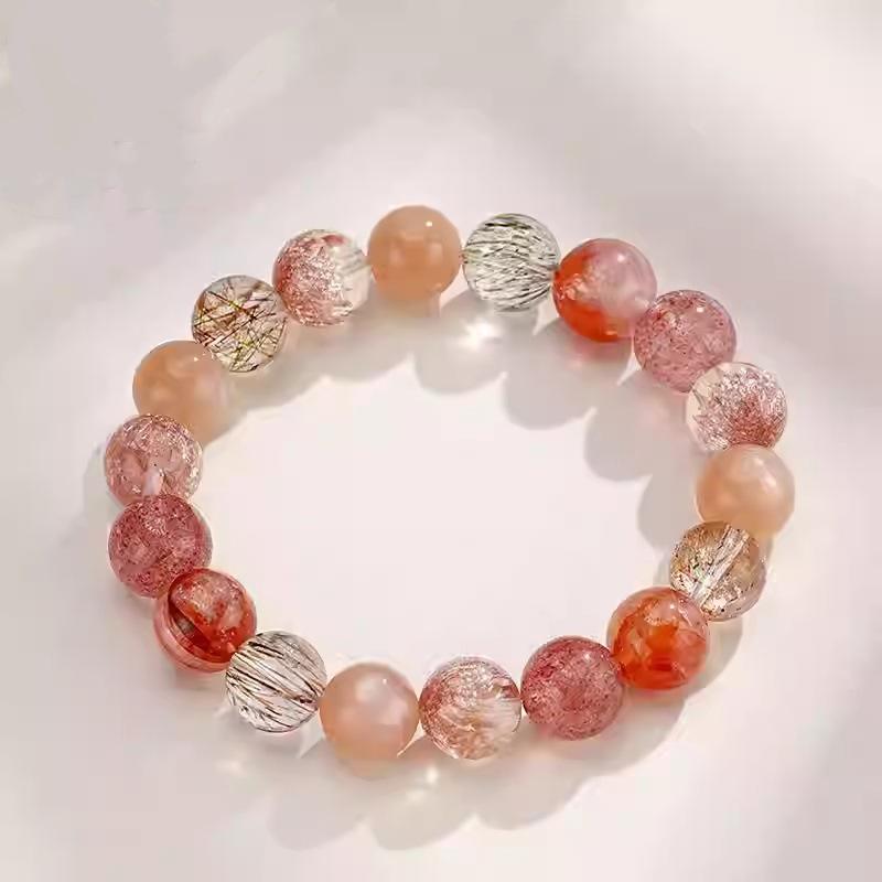 New Chinese-style crystal firework super seven bracelet for women, niche high-end colorful crystal red agate bracelet, gift for girls