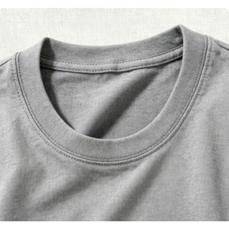 Washed -Letter Printed Pure, Shoulder Retro Street Basic Loose Hip-Hop Top, Distressed Washed T-Shirt, Short-Sleeved Round-Neck T-Shirt