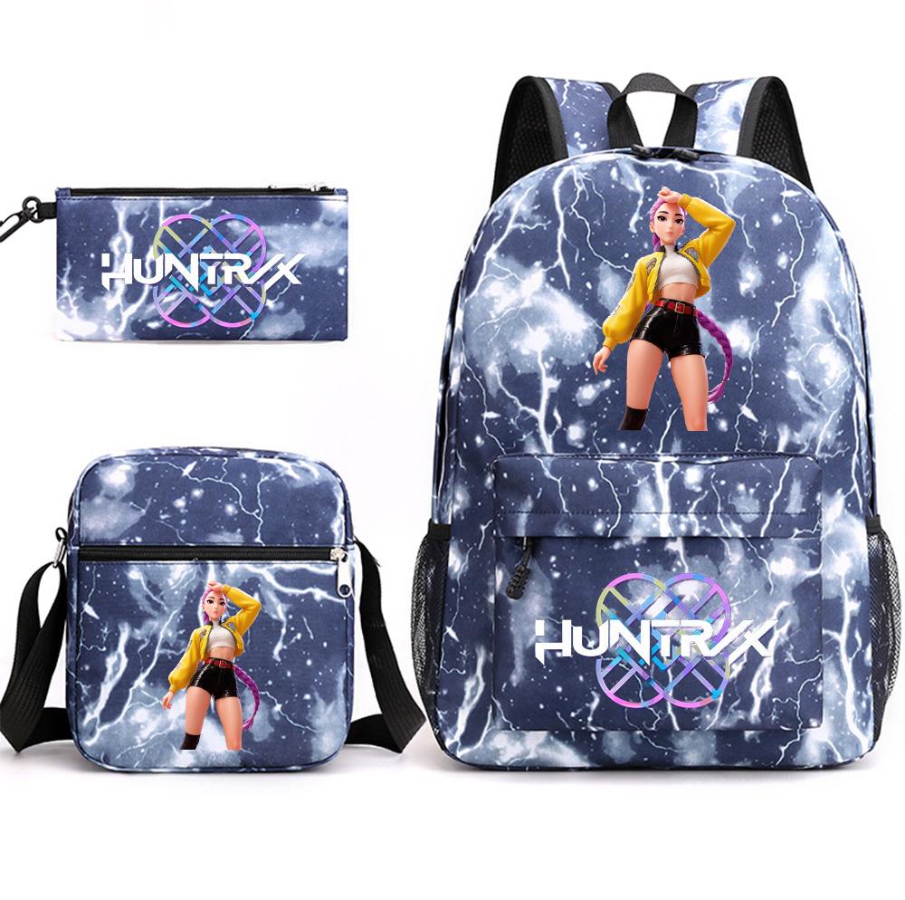 3Pcs/set Cartoon Printed Backpack with Shoulder Bag Pencil Case for Teenager Student Boy Girl School Bag Large Capacity Waterproof Bookbag Kid Gift