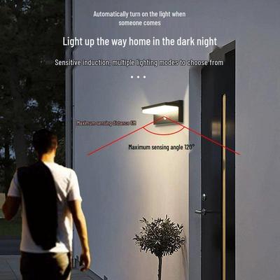 Modern Solar-Powered Outdoor Garden Wall Light with Motion Sensor