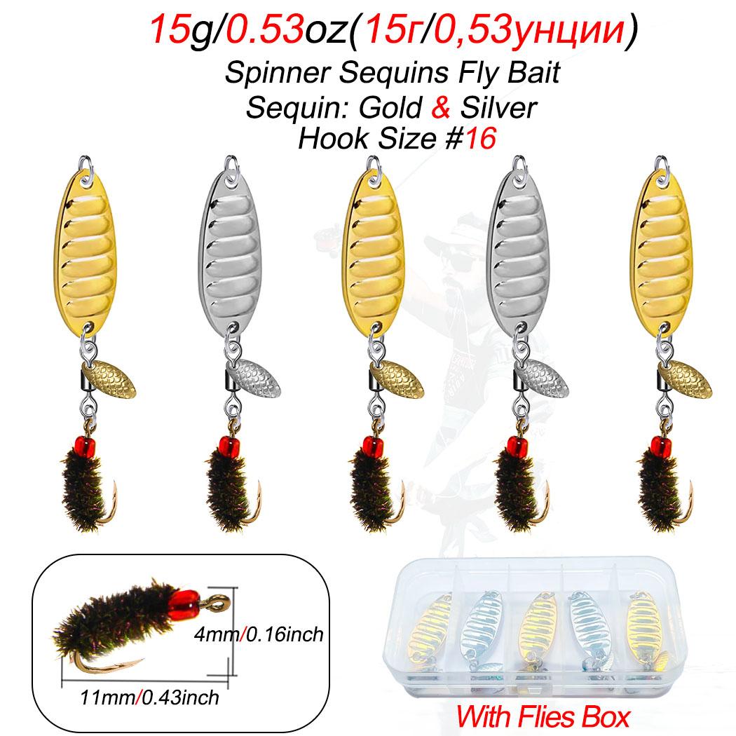 

5 шт./кор. металлическая плоская вибрационная блесна с блестками, приманка для форели 5Pcs/Box-15g