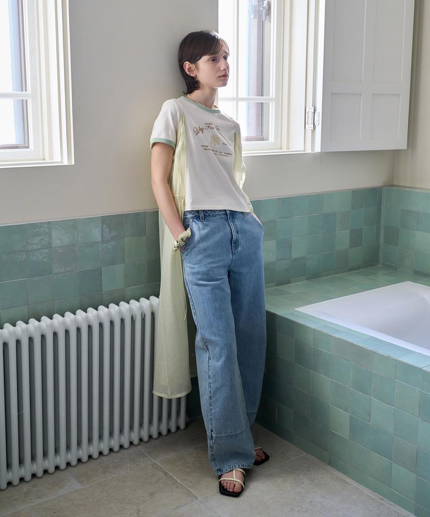 COVERNAT WOMAN Wide Denim Pants Light Blue