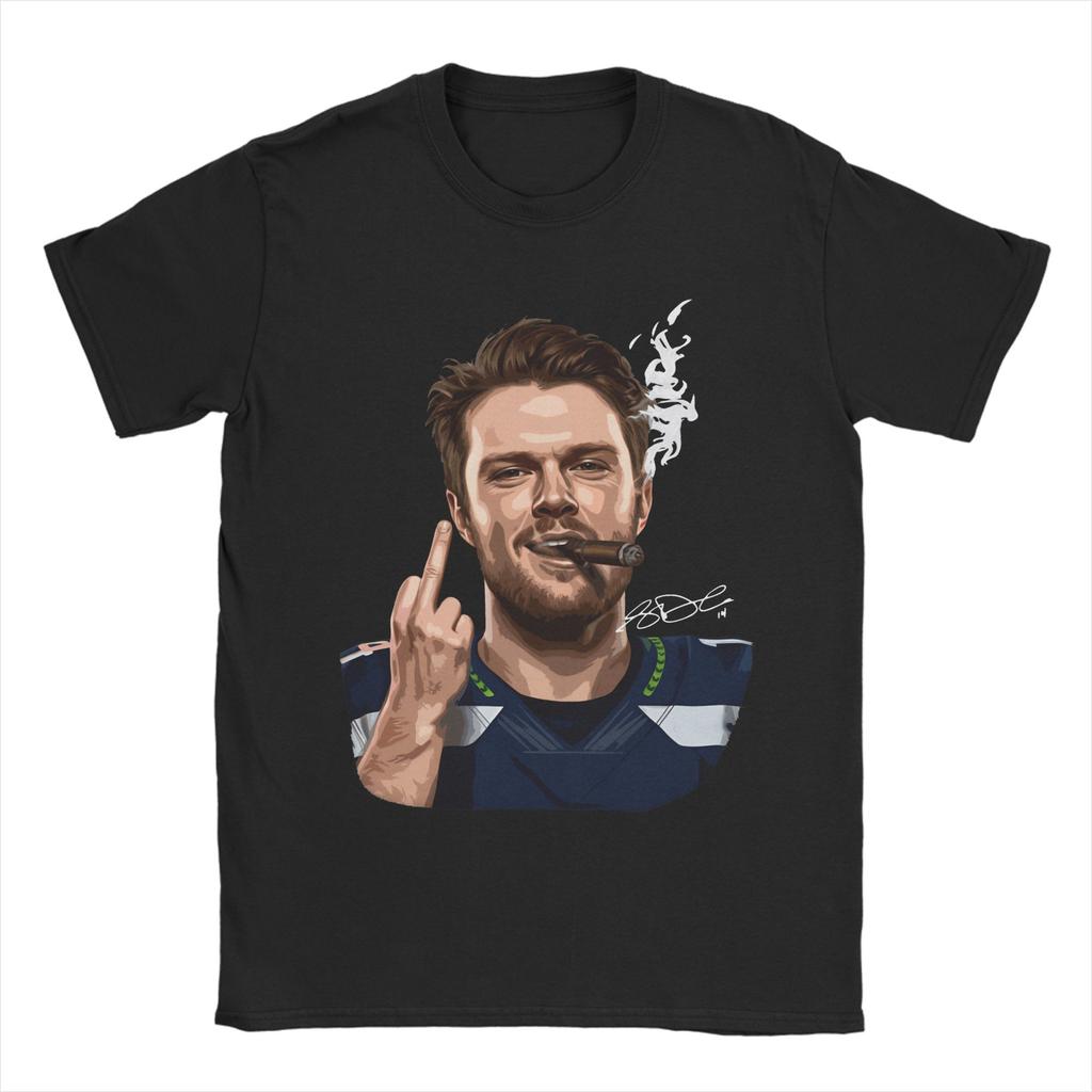 Sam Darnold Middle Finger T-Shirts for Men  Novelty Cotton Tees Round Neck Short Sleeve T Shirt Birthday Gift Tops