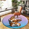 1pz Tappetino Rotondo Carino Corgi per Sedia Area Tappeto Ufficio - Antiscivolo, Tappetino per Pavimento per Ufficio, Camera da Letto, Ideale Regalo Decorazione Casa p0105040