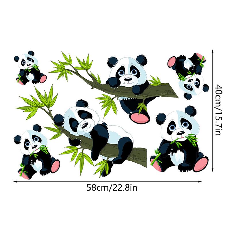Cartoon Bamboo Panda Wall Stickers For  Home Decor Living Room Panda Mural Decals Bedroom Decorative Sticker