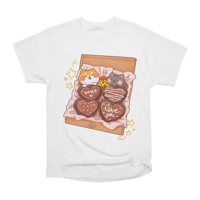 

Men Casual Shirts Short Sleeves LOVELY CHOCOLATE BOX Tees Oversized T-shirts XXXL білий