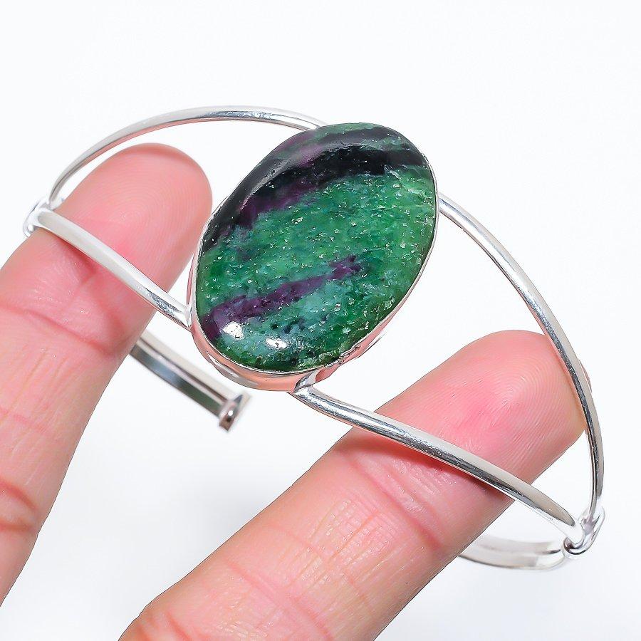 

Рубиновый зосайтовый драгоценный камень ручной работы, этнический ювелирный браслет-манжета, регулируемый SR-9226