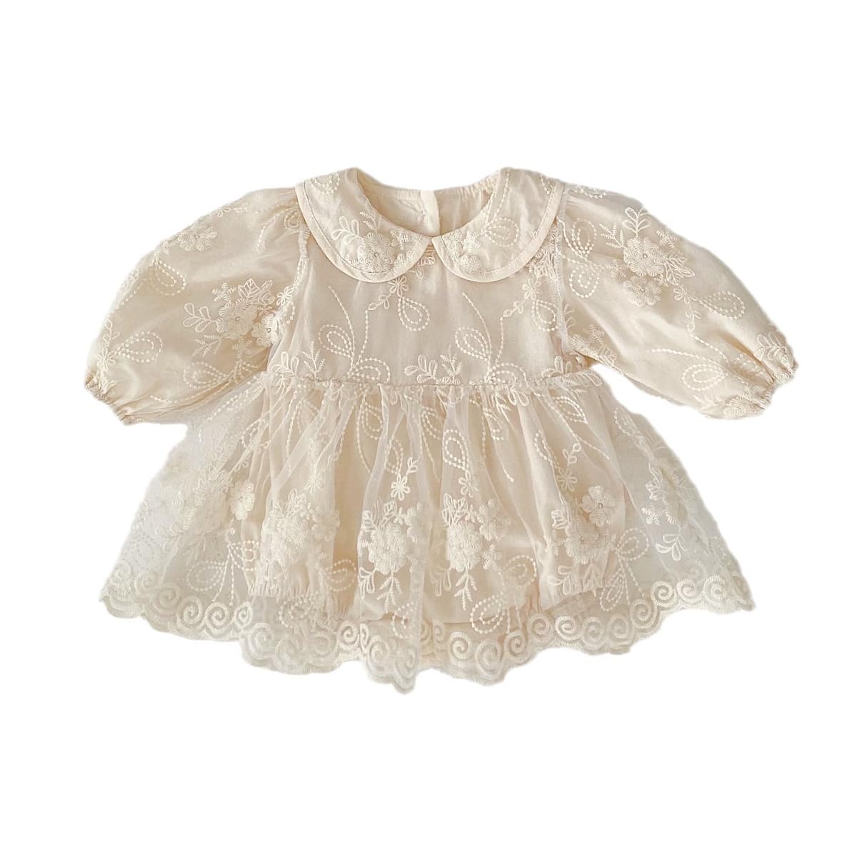 

Детский тюль для малышей, длинный цветочный святилище, первый возраст 60 70 80 лет [VNGOLERRY] Комбинезон, платье для девочек, платье, одежда, рукава, кружево, вышивка, слоновая кость