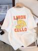 Damen Limoncello Print T-Shirt Sommer Lässig Locker Rundhals Kurzarm Tops Mode Zitrone Grafik T-Shirts Streetwear