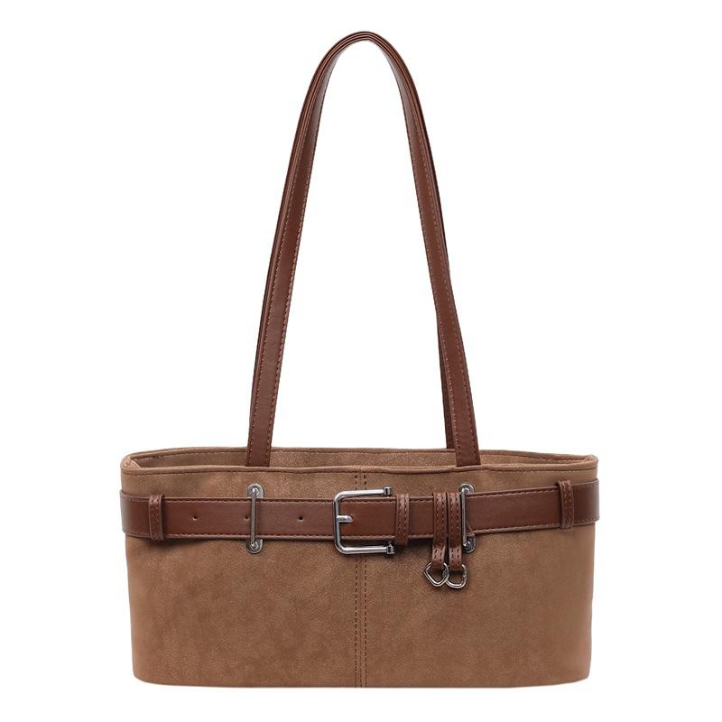 

2025 new Korean version temperament underarm bag women s light luxury texture shoulder bag foreign style retro fashion handbag коричневий