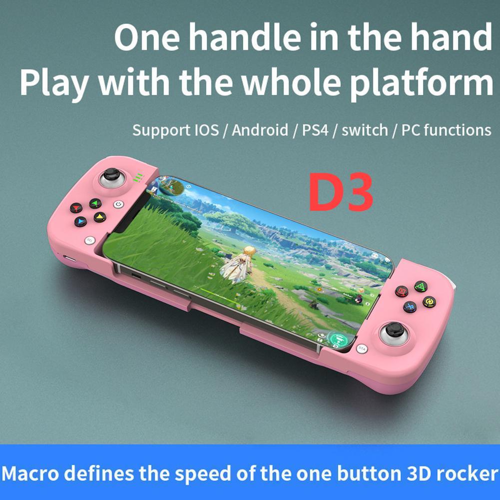D8 Telescopic Mobile Gaming Controller RGB Light Mobile Phone Gamepad Bluetooth-Compatible5.2 for Android ApplePS3 PS4 Switch PC