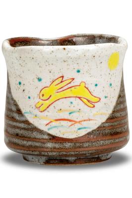 Stylish Kutani Ware Teacup with a Winged Rabbit Design from Waza No Made In Perfect As a Birthday or 88th Birthday Kura. Japan. Gift, 60th, 70th,