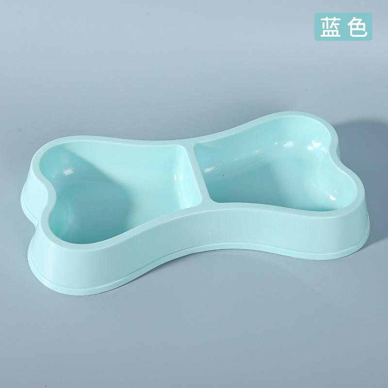 Dog Bone Shape Pet Double Bowl, Macaron Bone Shape Dog Double Bowl Pet Bowl
