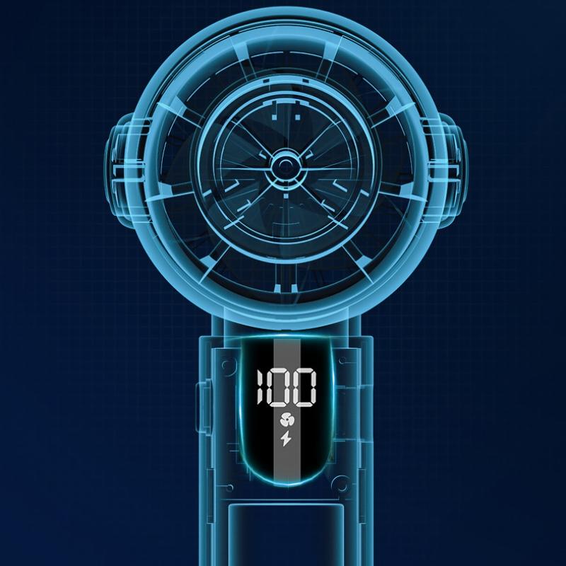 New High Speed Powerful Fan Usb Smart Display Mini Handheld Fan Portable Rechargeable Turbo Small Fan Pocket Desktop Small Electric Fan