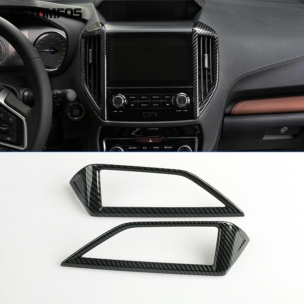 Car Accessories For Subaru Forester SK      Carbon Fiber Center Console Air Condition Vent Outlet Cover Trim
