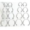 Versatile Alloy Lip Nose Ear Rings Set Sturdy Construction Featuring C Bar and Horseshoe for Fashion Wear