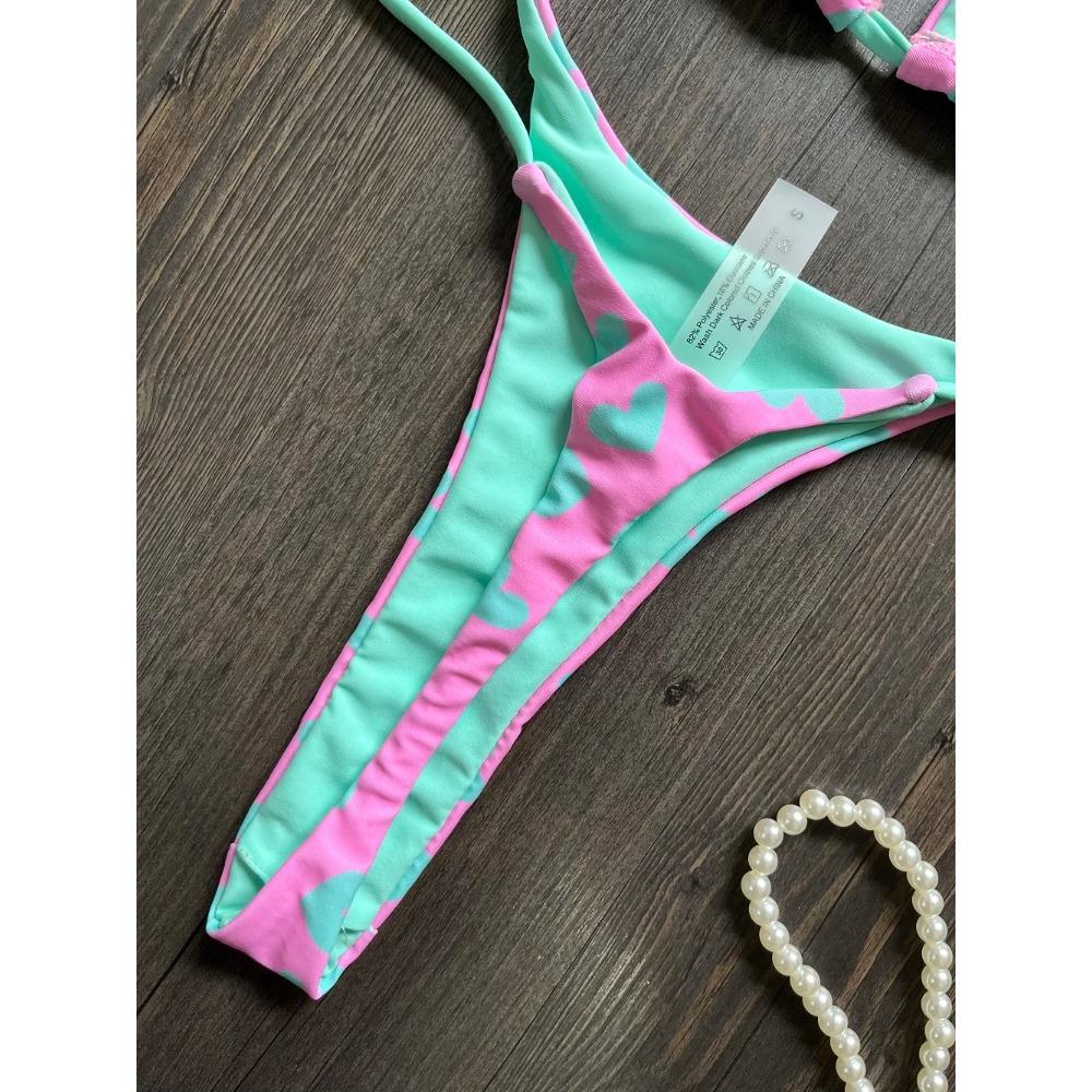 Cute Print Thong Women Swimsuit Push Up Sexy 2025 Bikini Set 2-piece Swimwear Female Beachwear Bathing Suits Biquini